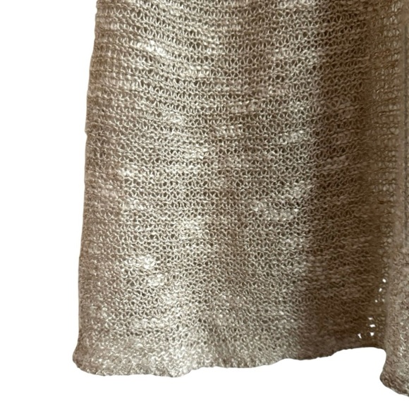 New Eileen Fisher Open Front Cardigan Tan Ivory Linen Casual Longline Sweater M - Picture 5 of 6
